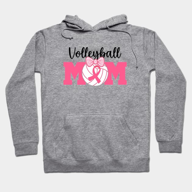 Volleyball Mom Pink Ribbon Breast Cancer Awareness Fighters Hoodie by Nisrine